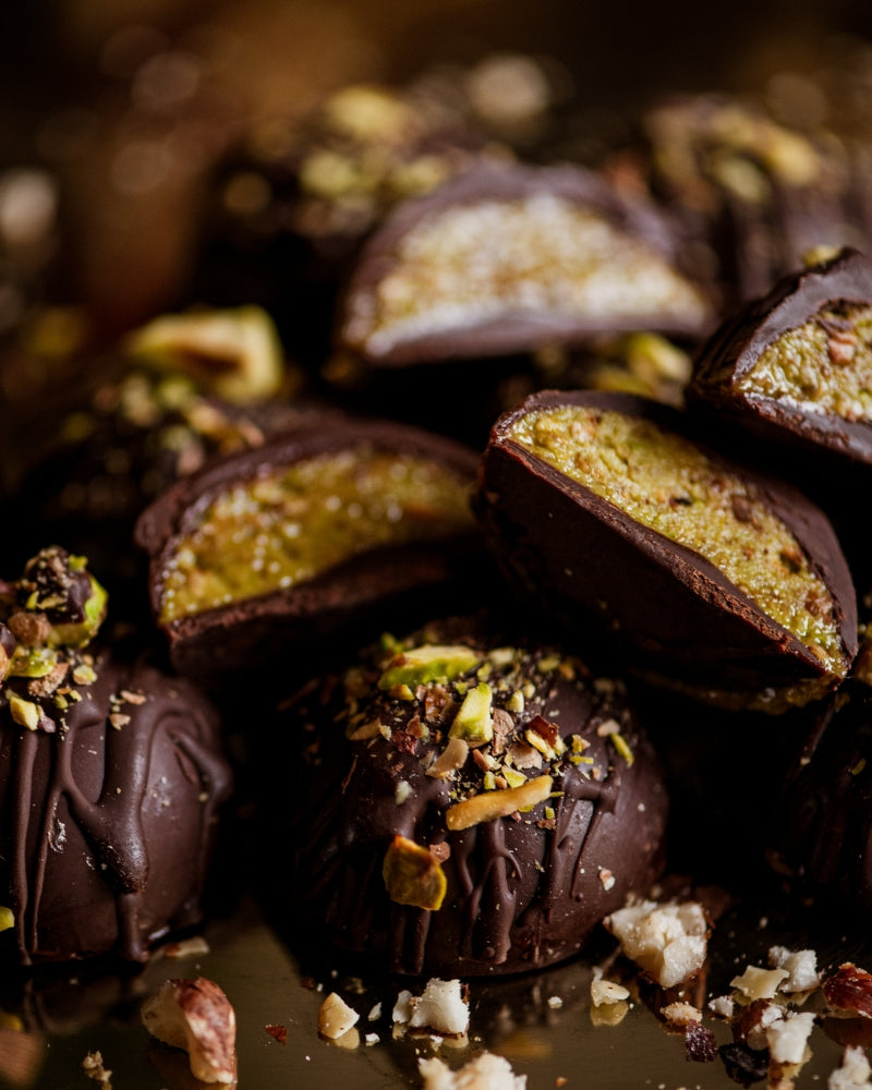 Pistachio & Hazelnut Dark Chocolate Domes