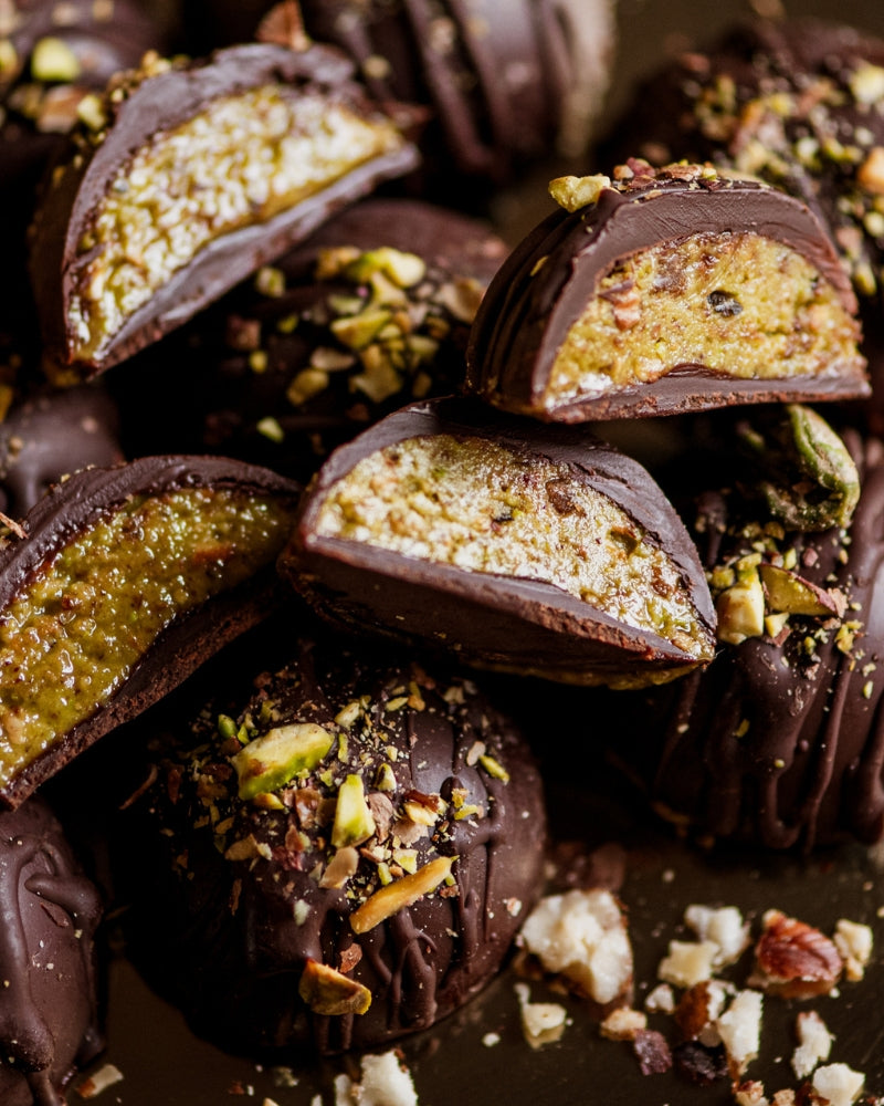 Pistachio & Hazelnut Dark Chocolate Domes
