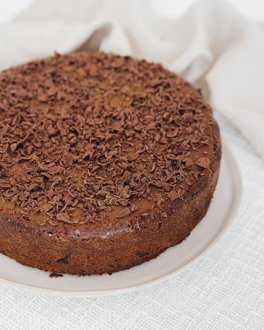 Pear, Almond, Chocolate & Polenta Cake