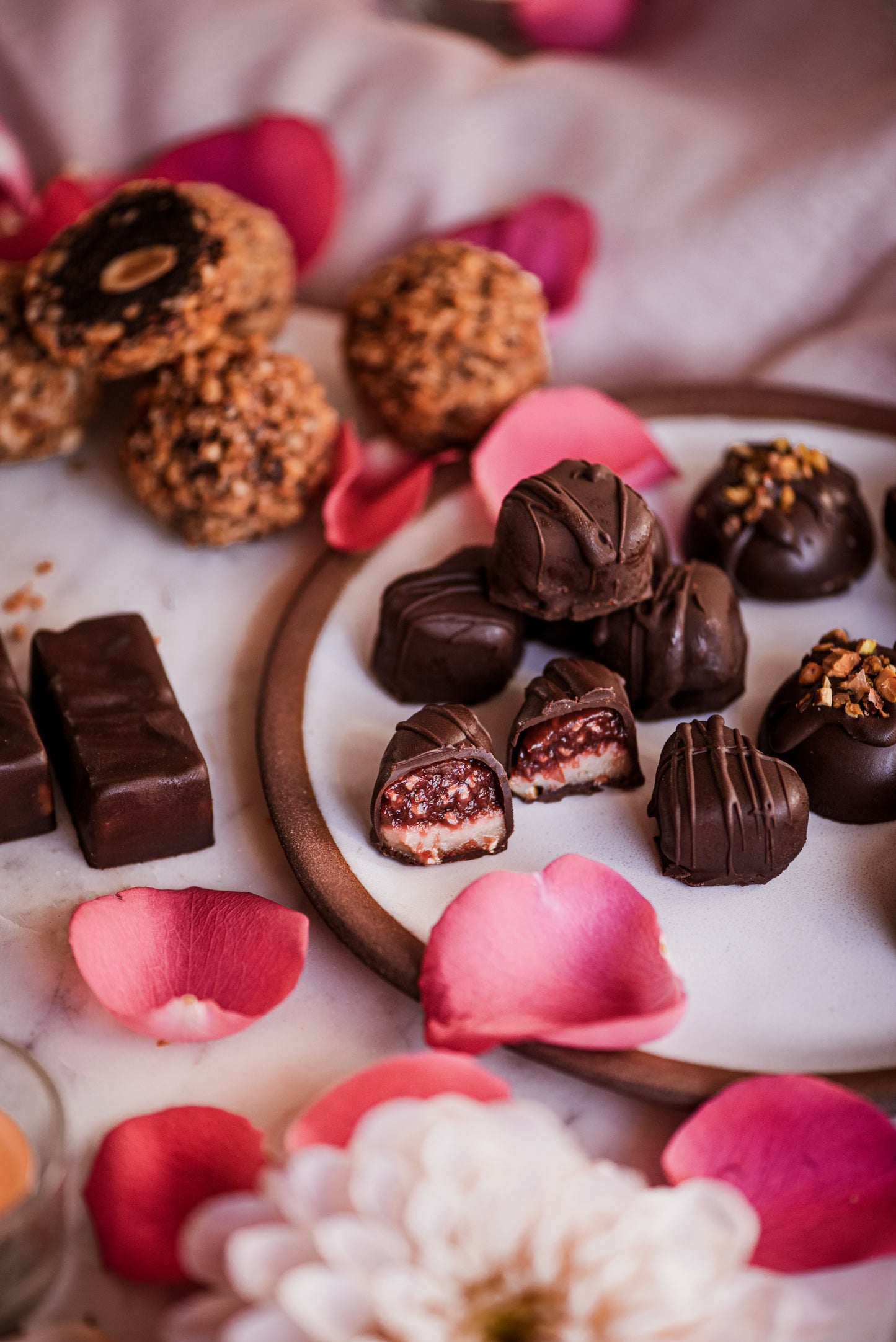 Cashew Rose and Raspberry Hearts