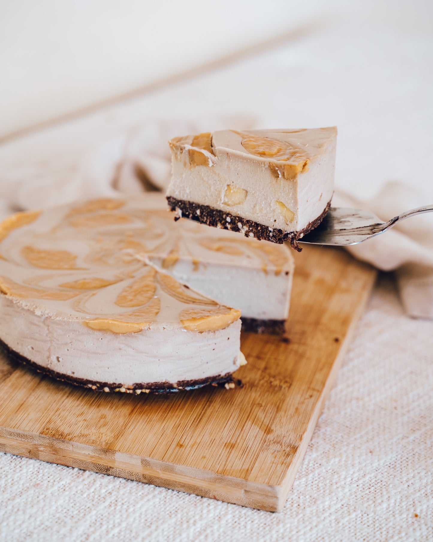 Raw Vegan Peanut Butter and Banana Marble Cake